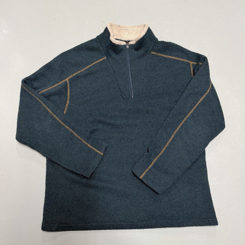 Kuhl Men's Zip Up Sweater - Dark Blue and Tan